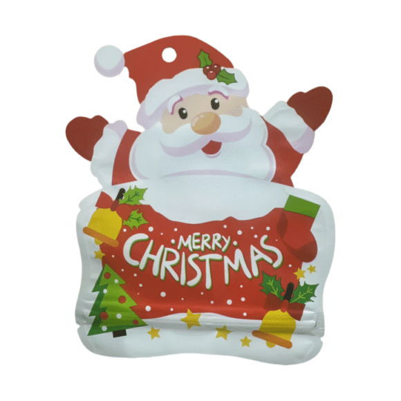 Custom Christmas Santa Shaped Mylar Bags | PET/CPP Smell-Proof Irregular Resealable Zipper Pouches with Custom Printing - Image 2