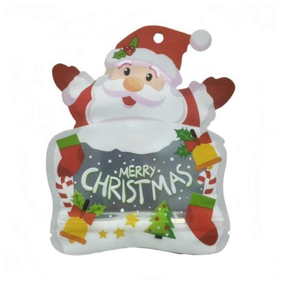Custom Christmas Santa Shaped Mylar Bags | PET/CPP Smell-Proof Irregular Resealable Zipper Pouches with Custom Printing - Image 4