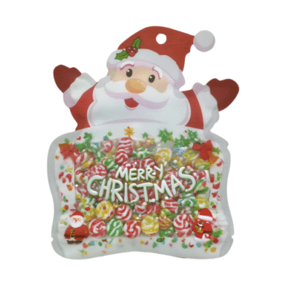 Custom Christmas Santa Shaped Mylar Bags | PET/CPP Smell-Proof Irregular Resealable Zipper Pouches with Custom Printing