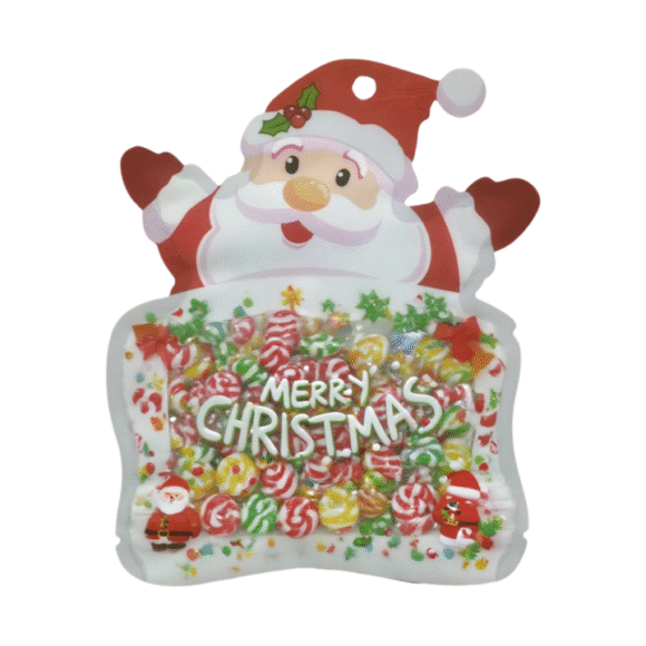 Custom Christmas Santa Shaped Mylar Bags | PET/CPP Smell-Proof Irregular Resealable Zipper Pouches with Custom Printing
