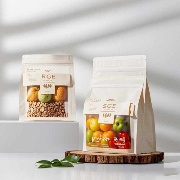 Customizable Food Grade Moisture-Proof Flat Bottom Stand-Up Pouches with Clear Window for Toast Bread & Cookies Packaging