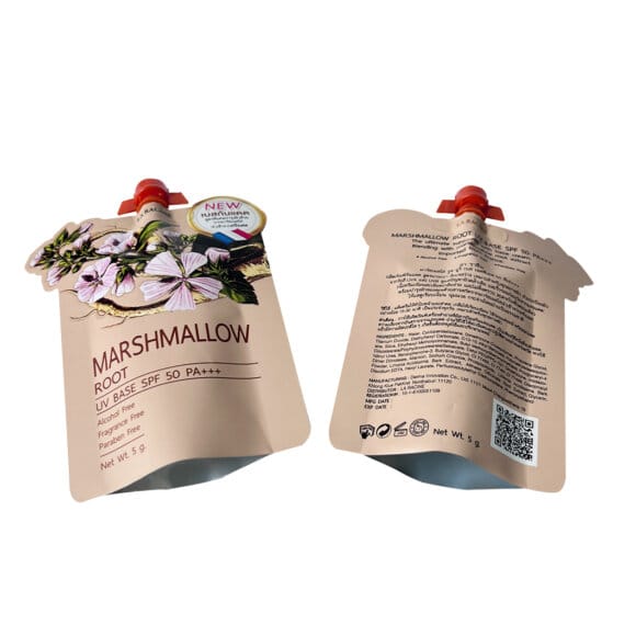 Custom Aluminum Foil Special Shaped Pouch Cosmetics Sunscreen Sample Packaging Bag with Spout - Image 7