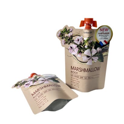 Custom Aluminum Foil Special Shaped Pouch Cosmetics Sunscreen Sample Packaging Bag with Spout
