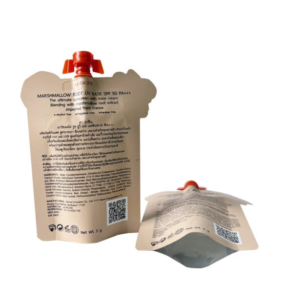Custom Aluminum Foil Special Shaped Pouch Cosmetics Sunscreen Sample Packaging Bag with Spout - Image 4