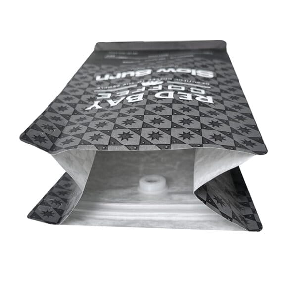 Custom Laminated Material Kraft Paper Flat Bottom Coffee Bags with Air Release Valve and Reusable Zipper - Image 7