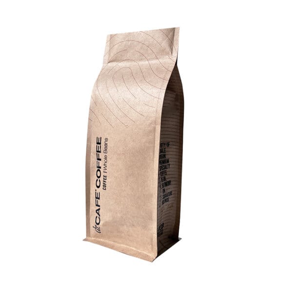 Custom Printed Foil Lined Kraft Paper Side Gusset Flat Bottom Coffee Beans Packaging Bags With One-way Valve - Image 4