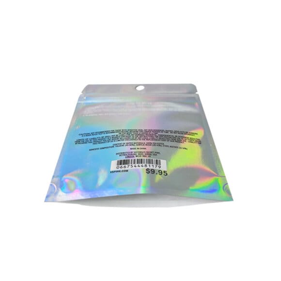 Custom Aluminum Foil Stand up Zip Lock Pouch One Side Clear Holographic Plastic Packaging Bag - Image 4