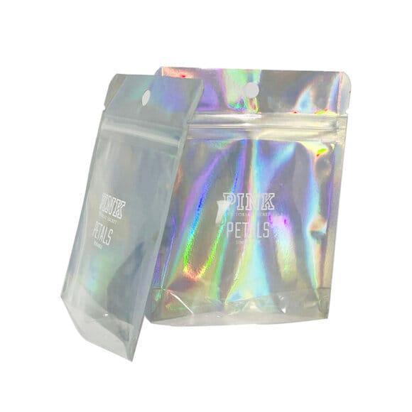 Custom Aluminum Foil Stand up Zip Lock Pouch One Side Clear Holographic Plastic Packaging Bag - Image 7
