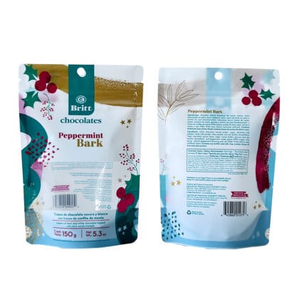 Custom 150g Recyclable Stand Up Pouches | Resealable Zip Lock Chocolate Packaging Bags with Display Window | Eco-Friendly Food Packaging Manufacturer