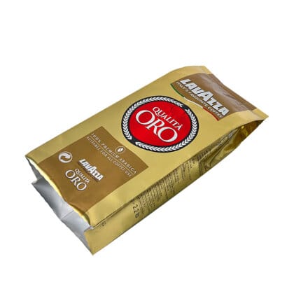 Custom Golden Aluminum Foil Coffee Packaging Bags | Side Gusset Stand Up Pouches with Degassing Valve for Coffee Beans & Powder | OEM Manufacturer