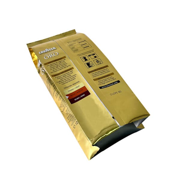 Custom Golden Aluminum Foil Coffee Packaging Bags | Side Gusset Stand Up Pouches with Degassing Valve for Coffee Beans & Powder | OEM Manufacturer - Image 2