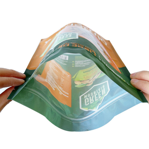 Custom Stand Up Bags for Food | Zip Lock Nuts Packaging with Irregular Clear Window | Reusable Moisture Proof Standing Pouch Manufacturer - Image 5