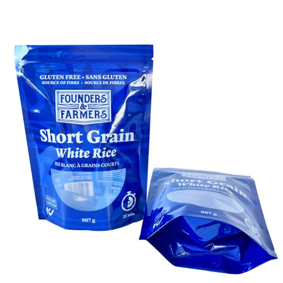 Custom Printed Resealable Stand up Pouch with Zipper and Irregular Window Recyclable Rice Retail Packaging Bags - Image 6