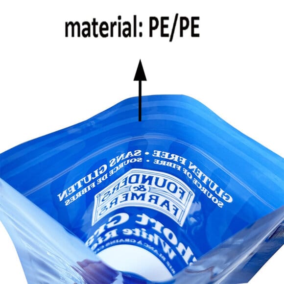 Custom Printed Resealable Stand up Pouch with Zipper and Irregular Window Recyclable Rice Retail Packaging Bags - Image 4