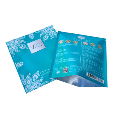 Custom Aluminum Foil Skincare Mask Packaging | Three Side Sealed Moisture Proof Flat Pouch Manufacturer | OEM Cosmetic Mask Bags