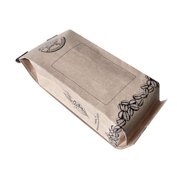 Custom Printed Foil Lined Kraft Paper Pouch Moisture-Proof Quad Seal Side Gusset Coffee Bags with valve and tin tie - Image 5