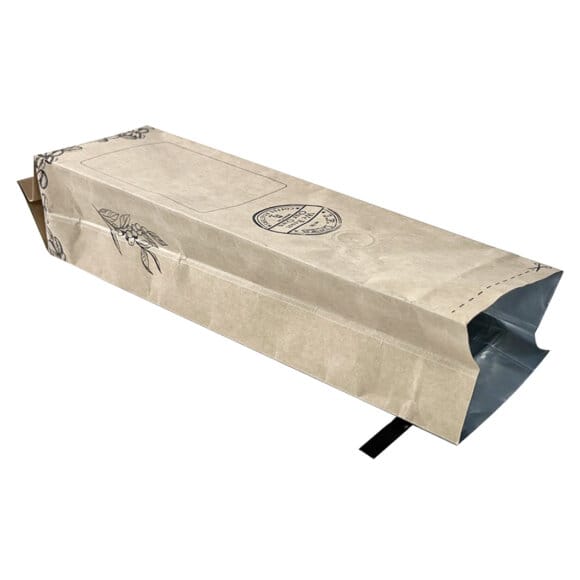Custom Printed Foil Lined Kraft Paper Pouch Moisture-Proof Quad Seal Side Gusset Coffee Bags with valve and tin tie - Image 3