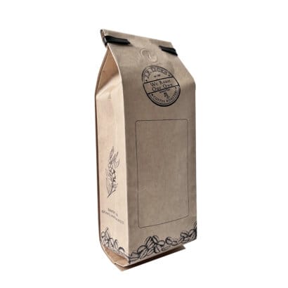 Custom Printed Foil Lined Kraft Paper Pouch Moisture-Proof Quad Seal Side Gusset Coffee Bags with valve and tin tie