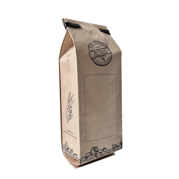 Custom Printed Foil Lined Kraft Paper Pouch Moisture-Proof Quad Seal Side Gusset Coffee Bags with valve and tin tie