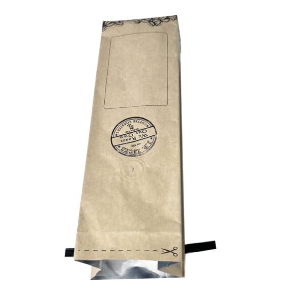 Custom Printed Foil Lined Kraft Paper Pouch Moisture-Proof Quad Seal Side Gusset Coffee Bags with valve and tin tie - Image 8