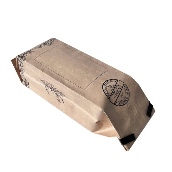 Custom Printed Foil Lined Kraft Paper Pouch Moisture-Proof Quad Seal Side Gusset Coffee Bags with valve and tin tie - Image 4