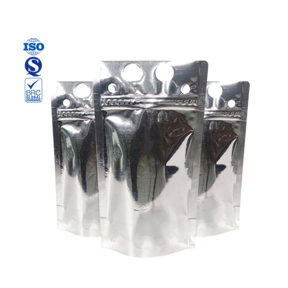 Glossy Silver Finish Food Grade Resealable Smell Proof Stand Up Pouch | Aluminized Plated Zippered Bag for Dried Food Packaging - Image 5