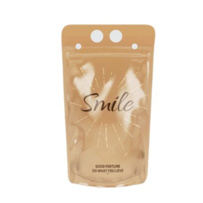 Custom Transparent Clear Frosted PE Plastic Milk Tea Juice Liquid Drink Stand Up Pouches With Straw, Hang Hole & Zipper Top