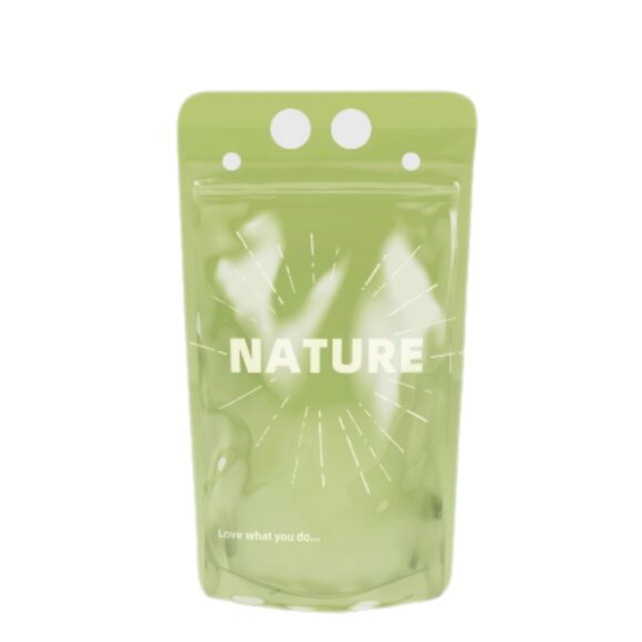 Custom Transparent Clear Frosted PE Plastic Milk Tea Juice Liquid Drink Stand Up Pouches With Straw, Hang Hole & Zipper Top - Image 3