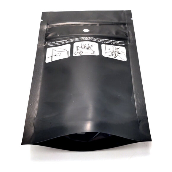 Custom Child Resistant Stand Up Pouch Black Mylar Bags | Child Proof Zipper Cali Bags 3.5g 28g | Safety Compliant Packaging Manufacturer - Image 6