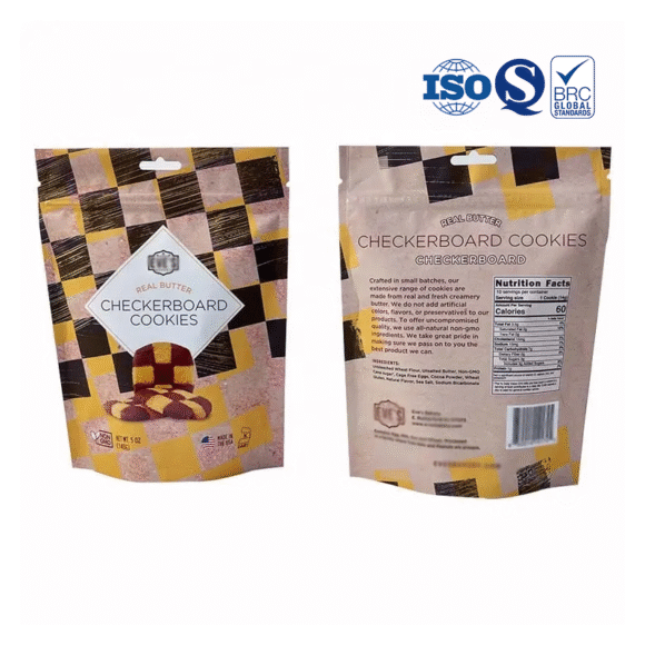 Custom Printed Food Grade Doypack Pouch | Ziplock Aluminum Foil Stand Up Plastic Mylar Bag for Biscuit Snack Cookie Packaging | Multi-Layer Barrier Protection - Image 7