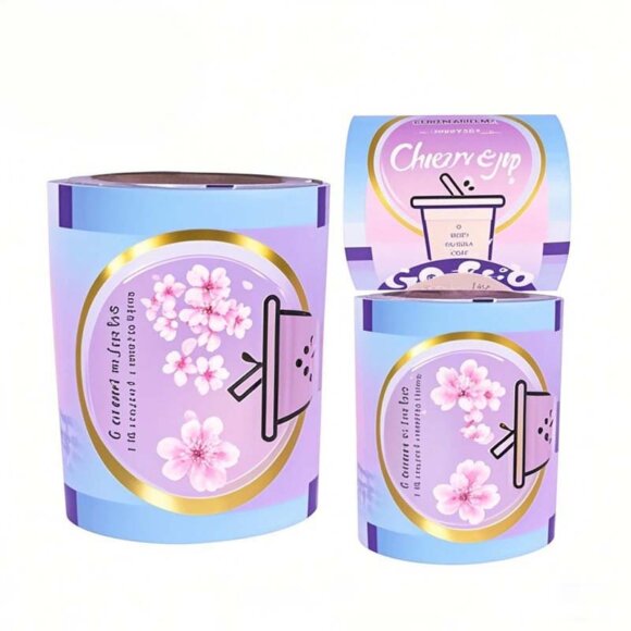 Custom Logo Printed Disposable Plastic Fruit Tea Cup Sealer Film Roll | Glossy Surface Food Grade Laminated Material for Juice Beverage Packaging | ISO9001 & BRC Certified - Image 4