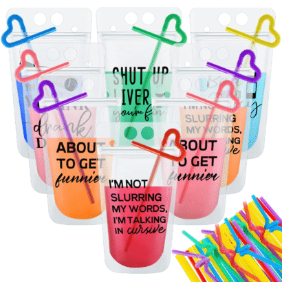 Customized Plastic Stand Up Pouch with Strap | Secure Beverage Packaging for Water, Juice & Milk | Integrated Straw & Zipper Top