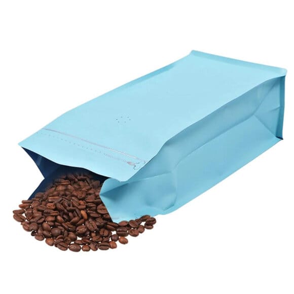 Custom Printed Flat Bottom Stand up Coffee Pouches with Degassing Valve | Resealable Zipper & Aluminum Foil Square Bottom Bags - Image 3