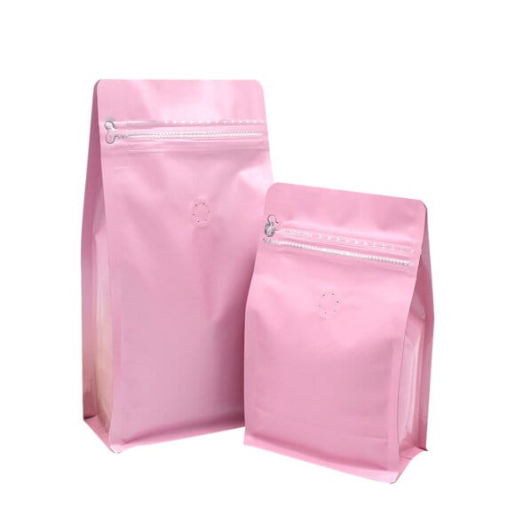 Custom Printed Flat Bottom Stand up Coffee Pouches with Degassing Valve | Resealable Zipper & Aluminum Foil Square Bottom Bags - Image 7