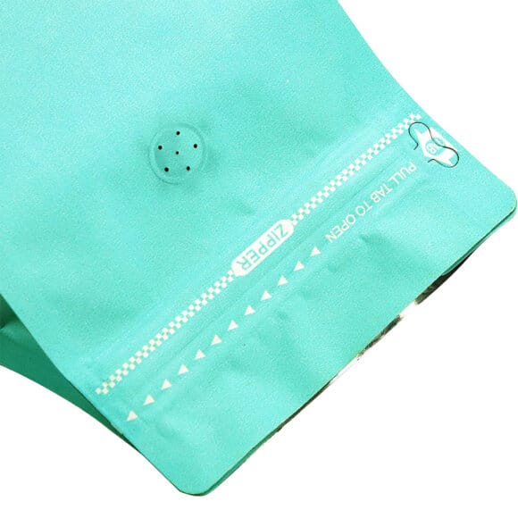 Custom Printed Flat Bottom Stand up Coffee Pouches with Degassing Valve | Resealable Zipper & Aluminum Foil Square Bottom Bags - Image 4