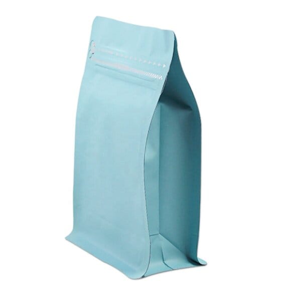 Custom Printed Flat Bottom Stand up Coffee Pouches with Degassing Valve | Resealable Zipper & Aluminum Foil Square Bottom Bags