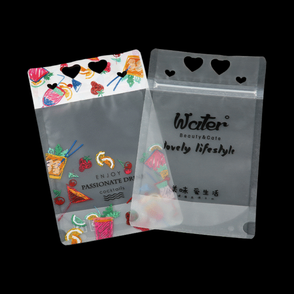 Custom Transparent Clear Frosted Handle Stand-up Bag | Leak Proof Plastic Pouches for Milk Tea Juice Liquid Drinks with Straw | Premium Beverage Packaging - Image 5