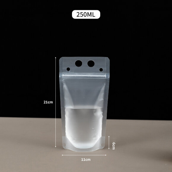 Customizable Logo Reusable Stand-Up Drink Pouches | 100ml 200ml 250ml Beverage Packaging with Straws | Leak-Proof Juice & Milk Pouches - Image 3