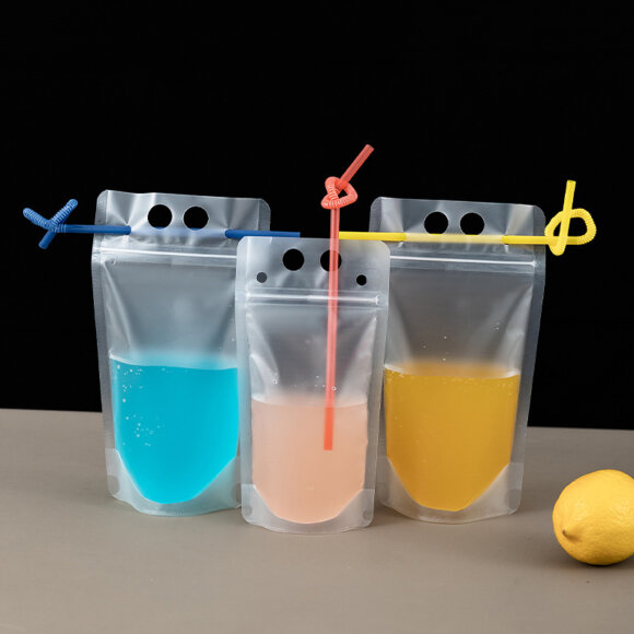 Customizable Logo Reusable Stand-Up Drink Pouches | 100ml 200ml 250ml Beverage Packaging with Straws | Leak-Proof Juice & Milk Pouches - Image 2