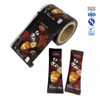 Custom Design Tea Sachet Packaging Roll Film | Glossy Moisture-Proof Plastic Wrapping for Coffee Powder Storage Material | ISO9001/BRC Certified Food Grade Film