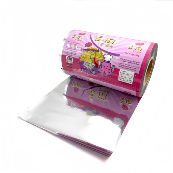 Custom Size Logo Printing Plastic Laminated Snack Packing Film Roll | Aluminum Foil Food Packaging Rolling Film for Chips Package Material | ISO9001 & BRC Certified