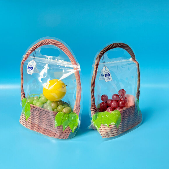 Custom Transparent Plastic Sliding Zipper Fresh Produce Packaging Bags | Ventilated Fruit Vegetable Bags with Handle | Eco-Friendly OEM Manufacturer - Image 2
