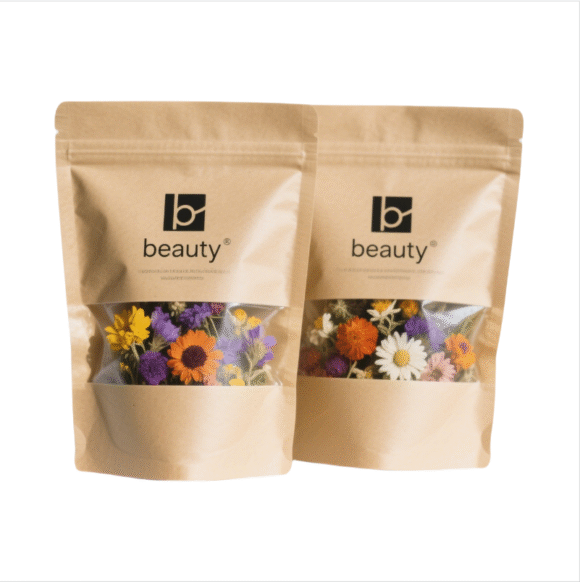 Custom Printed Food Grade Tea Nuts Packaging Composite Kraft Paper Bag | Ziplock Stand Up Pouch with Transparent Window | Multi-Layer Laminate Material for Optimal Freshness - Image 4