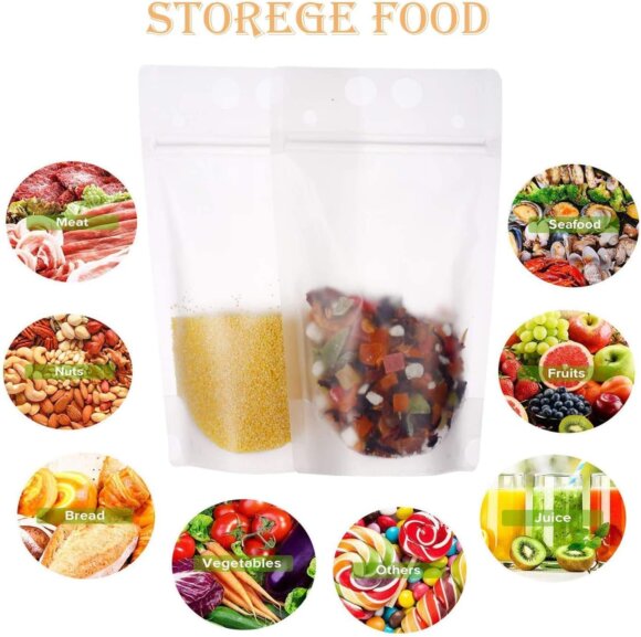 Custom Disposable Heavy Duty Hand-Held Translucent Plastic Smoothie Pouches | Adult Drink Bags with Straw & Hang Hole | Leak-Proof Stand Up Beverage Packaging - Image 8