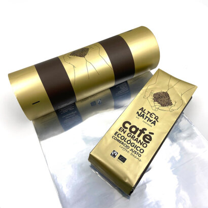 Custom Design Coffee Sachet Packaging Roll Film | Glossy Moisture-Proof Plastic Wrapping for Coffee Powder Storage | High-Barrier Oxygen & UV Protection