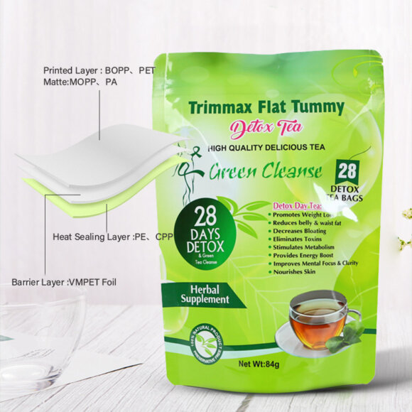 Custom Printed Stand Up Pouch Aluminum Foil Bag with Zipper | Resealable Tea Packaging with Moisture Proof Barrier | ISO9001/BRC Certified Custom Order - Image 3