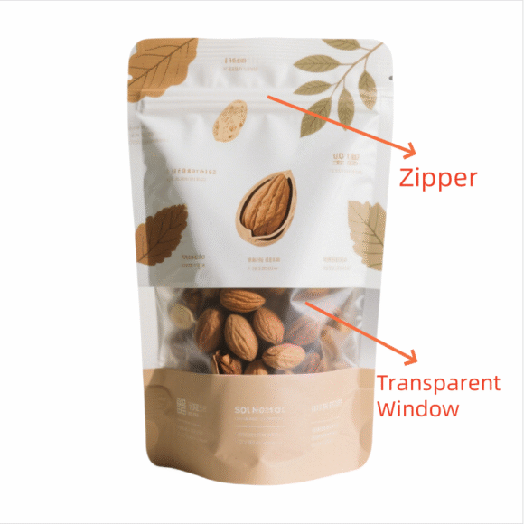 Custom Printed Smell Proof Doypack Mylar Pouch | Zip Lock Stand-up Plastic Bags with Window for Nuts Dried Fruit Packaging | BRC/ISO9001 Certified Moisture Barrier Bags - Image 4